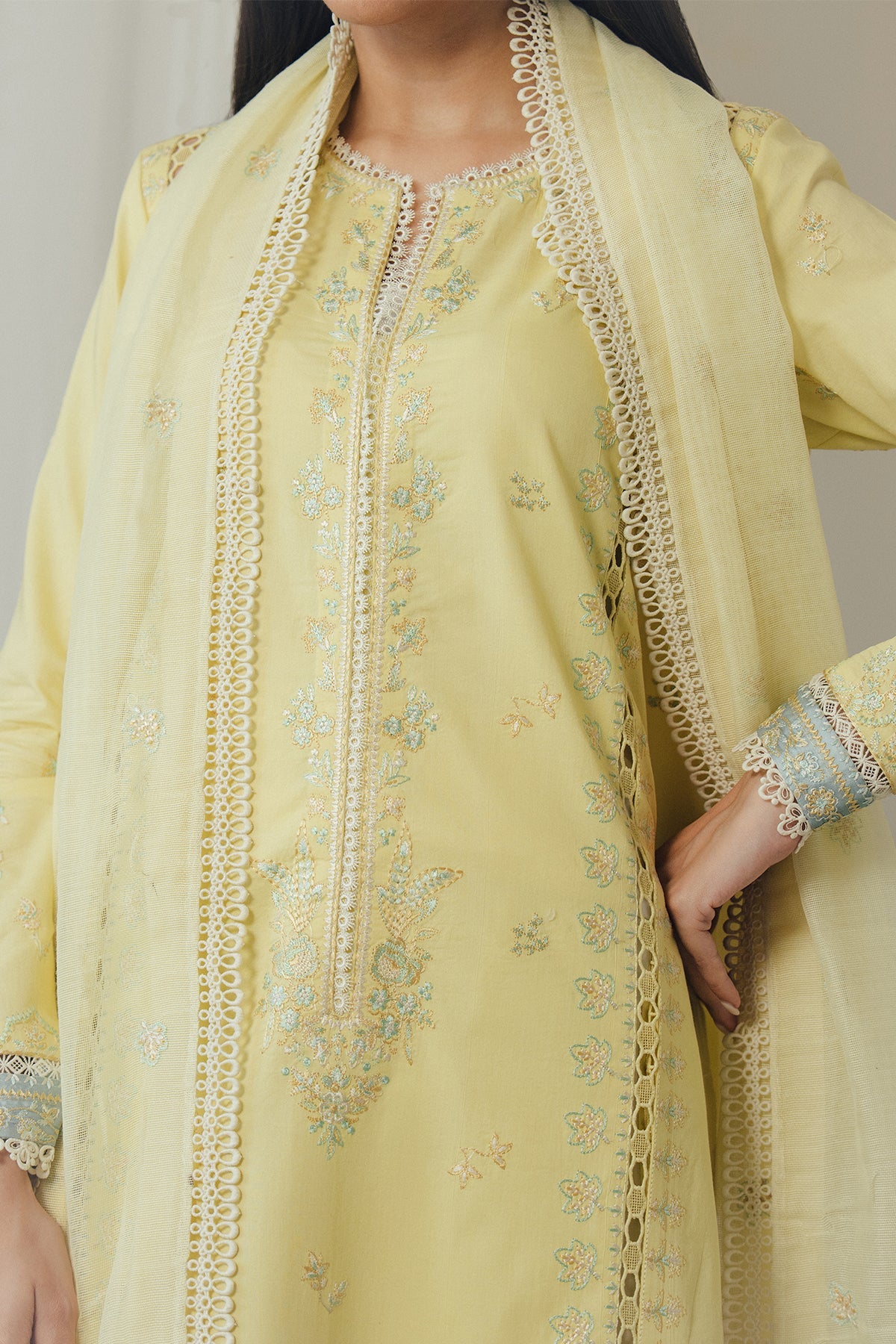 Dayglow Raw Silk Pakistani Summer Dresses - Afrozeh - 3